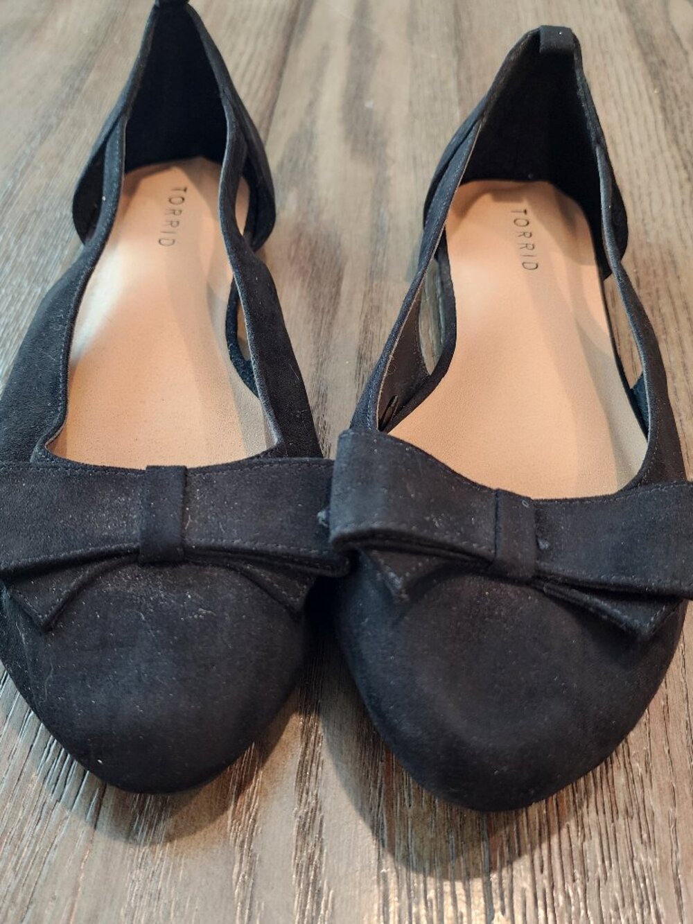 Torrid Women’s Size 11W Black Bow D’Orsay Ballet Flats Slip On Shoes New